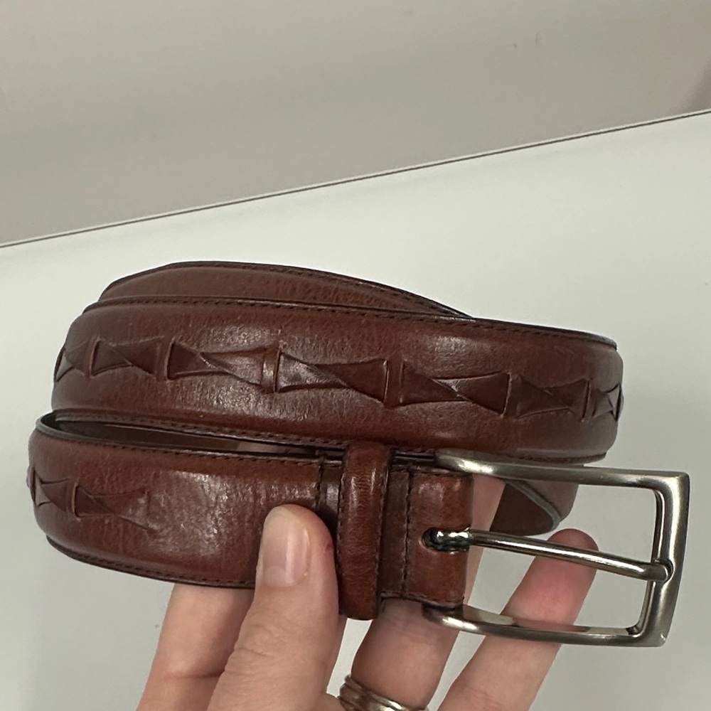 Fossil Brown Leather Belt with Silver Buckle